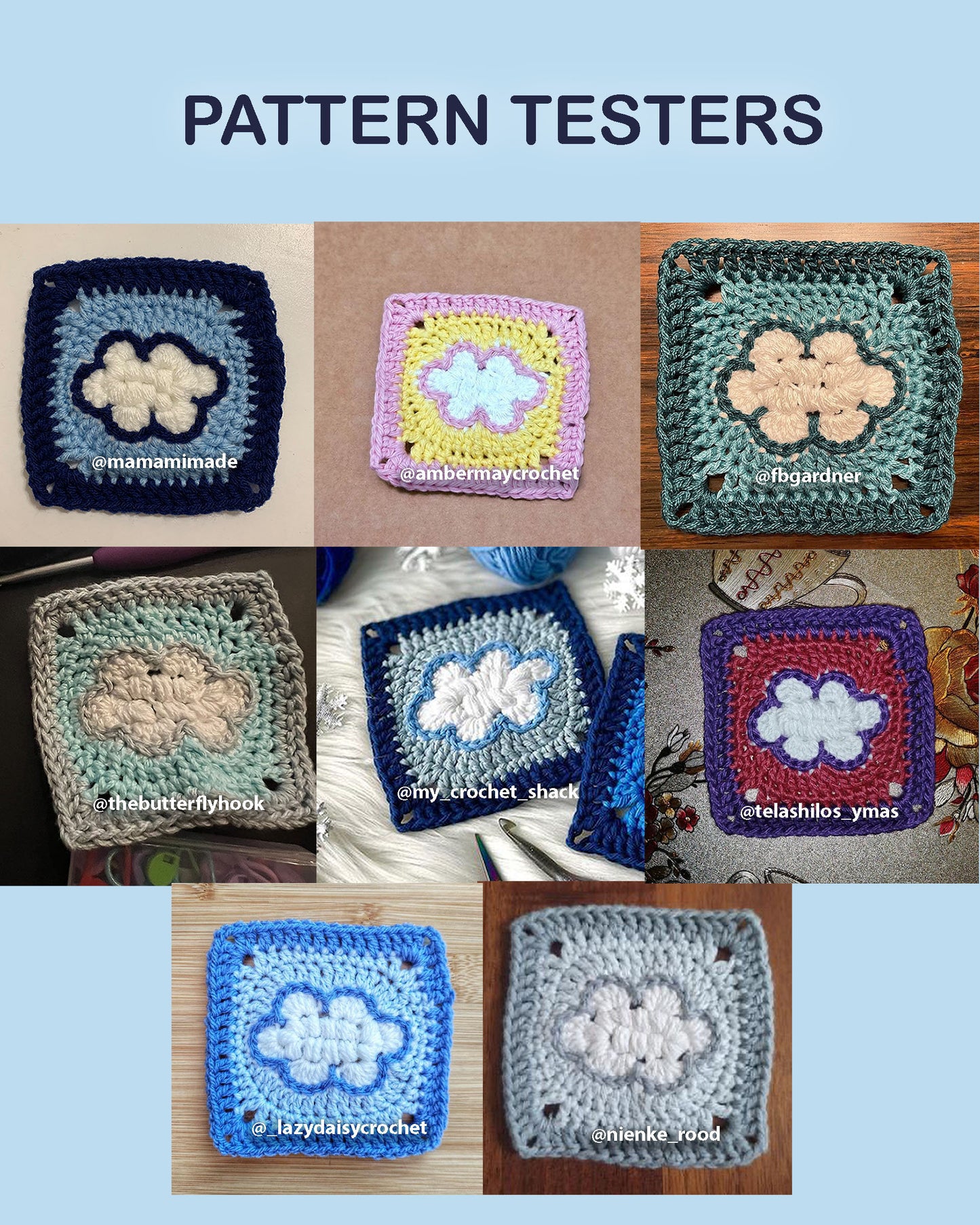 Cloud and Snowflake Granny Square Crochet PDF PATTERN Pack (English)