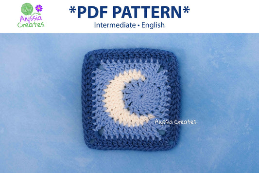 Moon Granny Square Crochet PDF PATTERN (English)