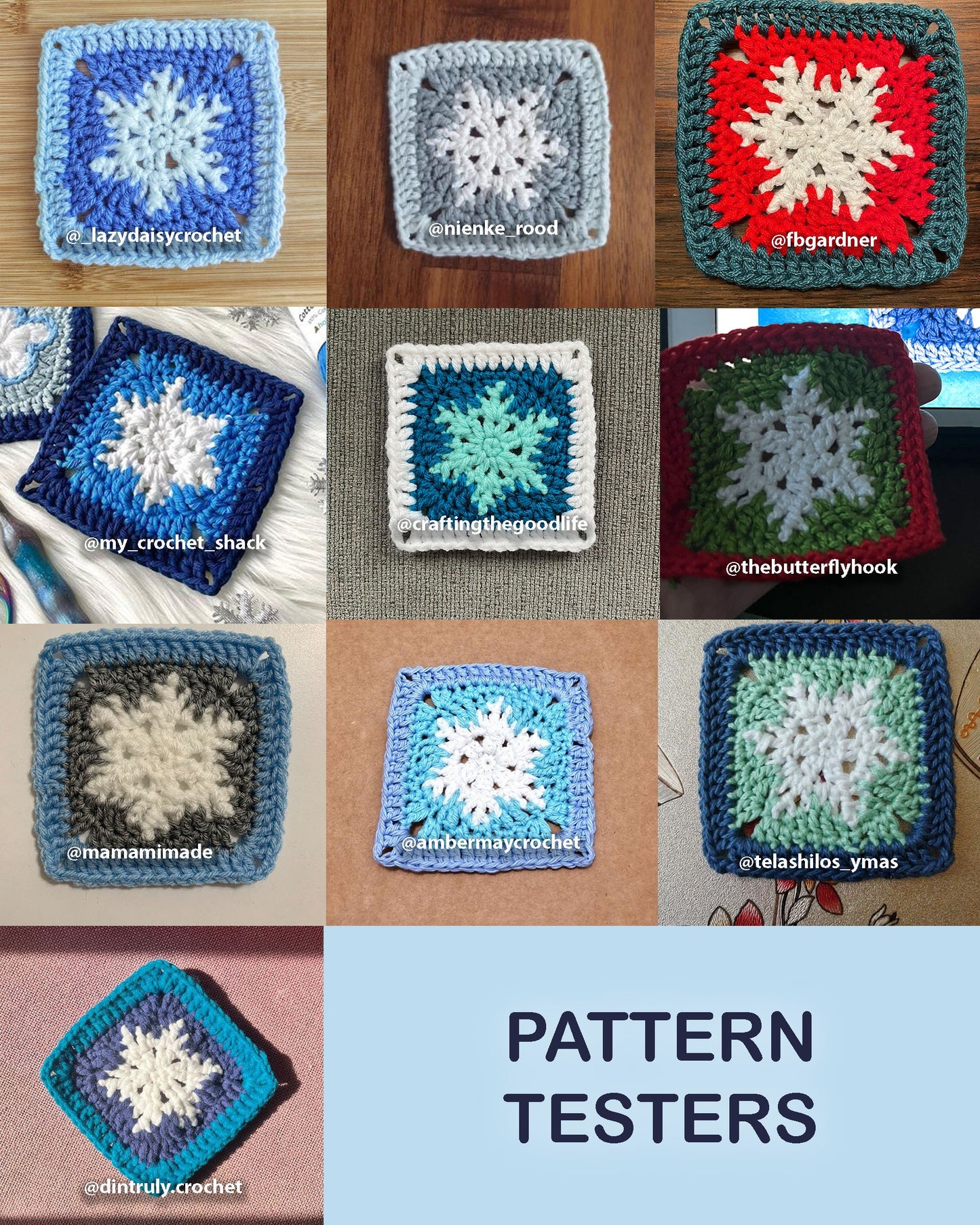 Small and Large Snowflake Granny Square Crochet PDF PATTERN Pack (English)