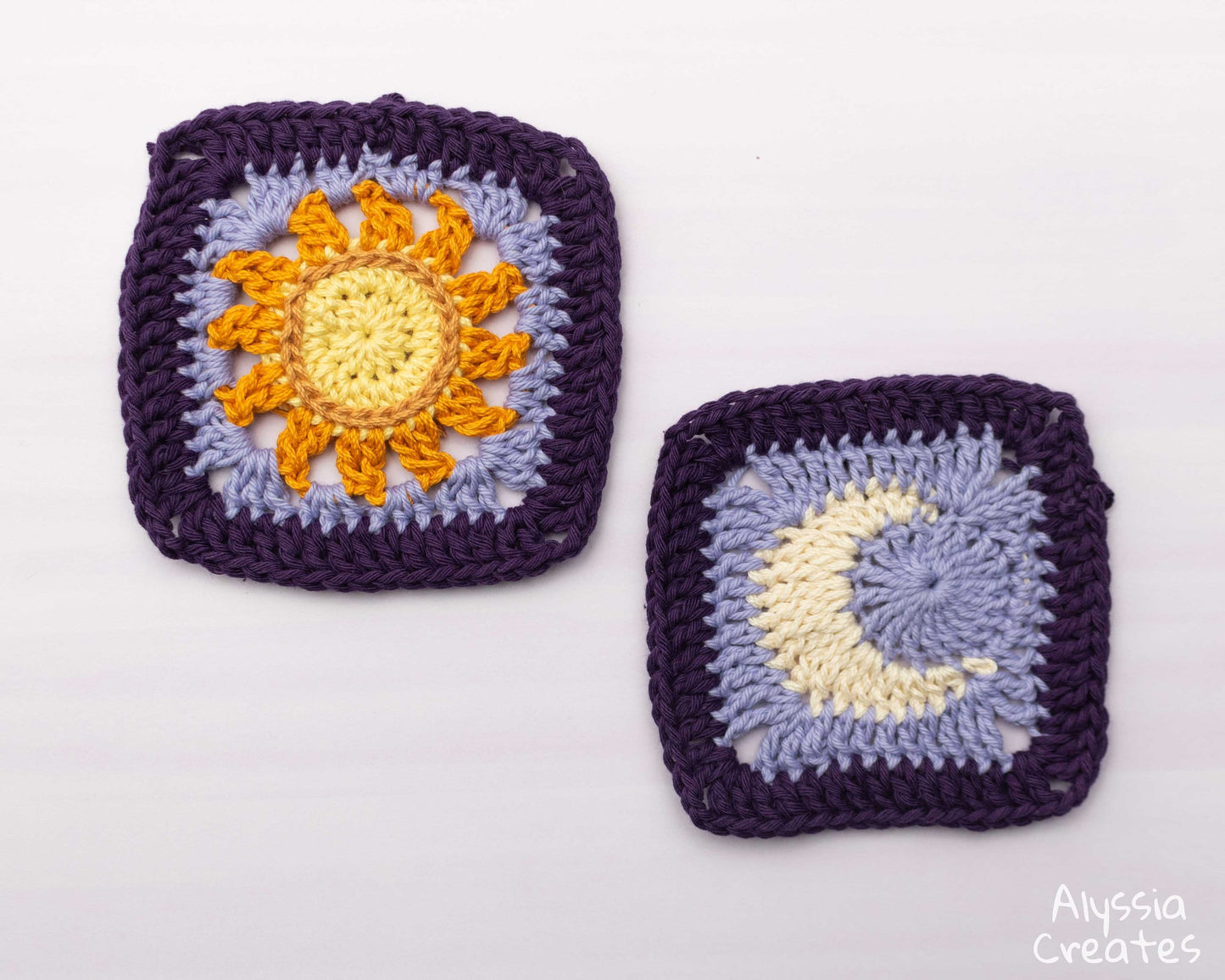 Sun and Moon Granny Square Crochet PDF PATTERN (English)
