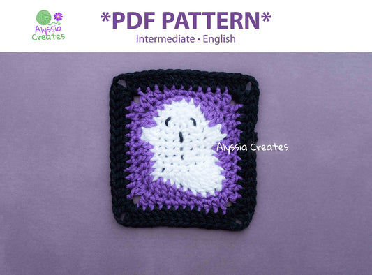 Ghost Granny Square Crochet PDF PATTERN (English)