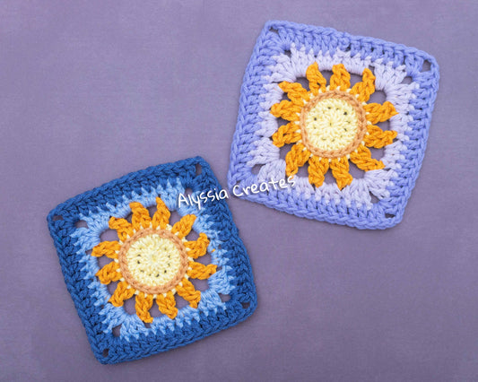 Sun Granny Square Crochet PDF PATTERN (English)