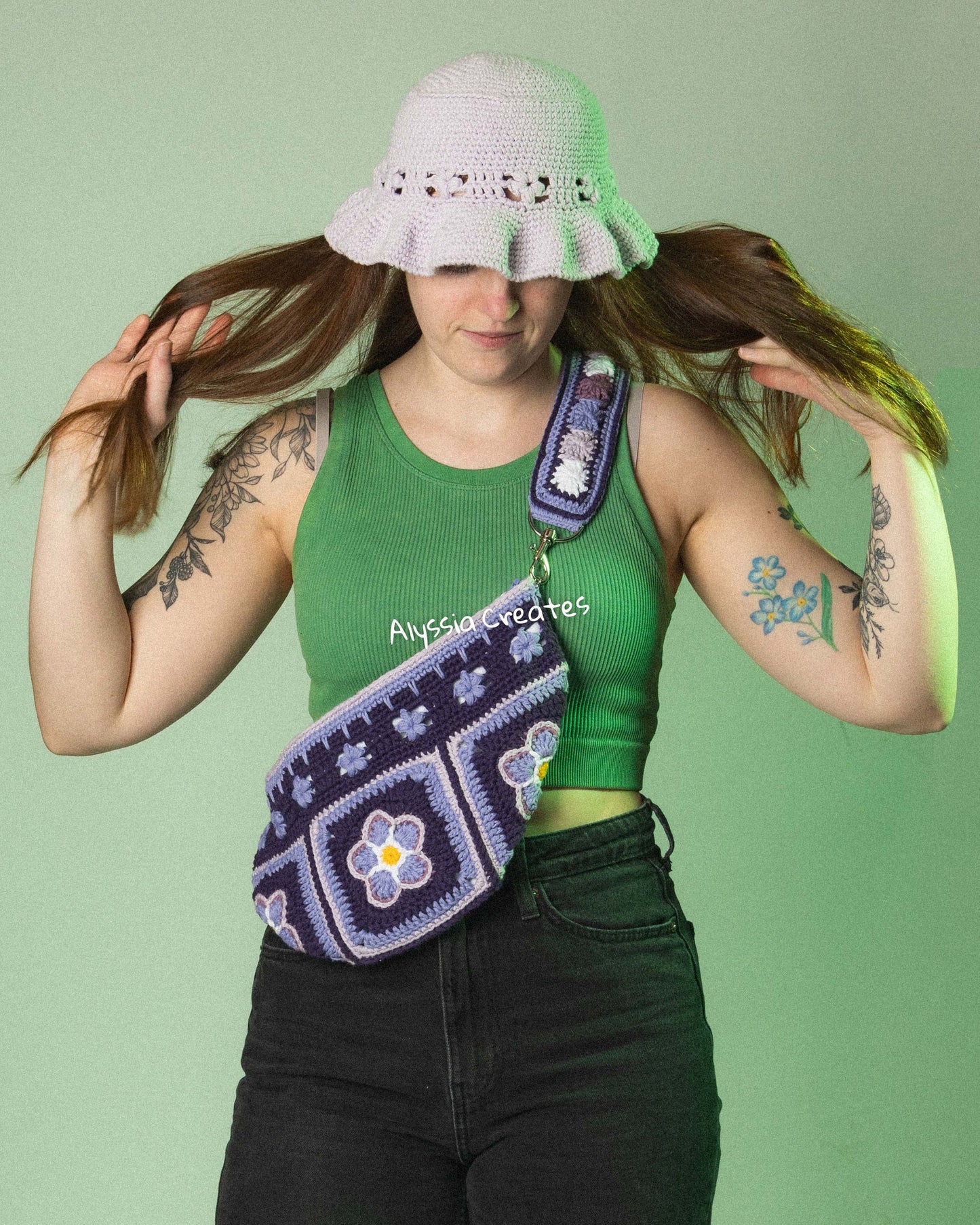 Forget Me Not Flower Bum Bag Crochet PDF PATTERN - Intermediate (English)