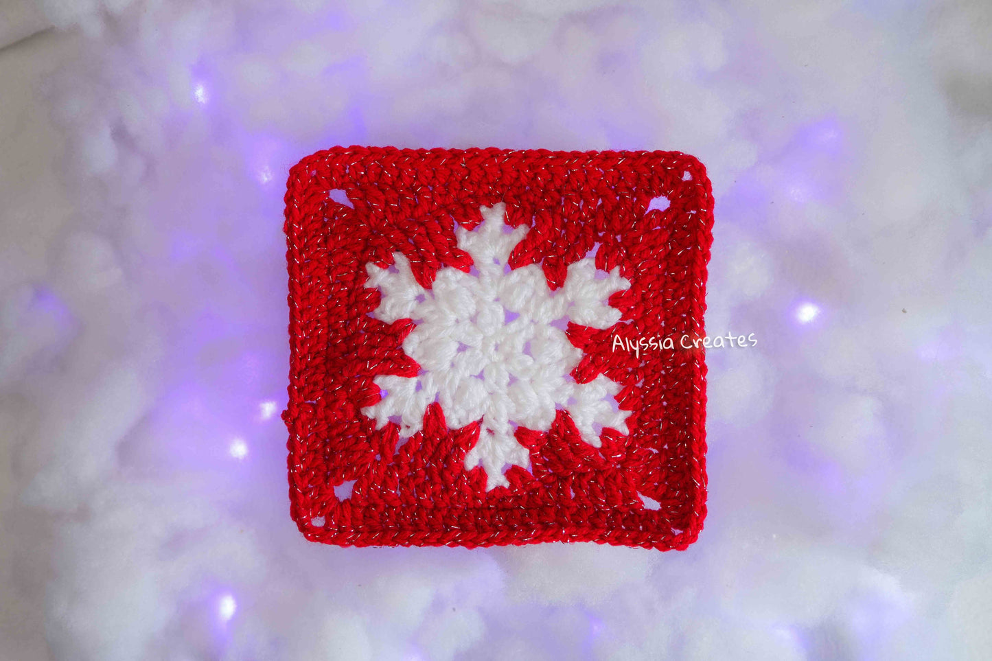 Large Snowflake Granny Square Crochet PDF PATTERN (English)