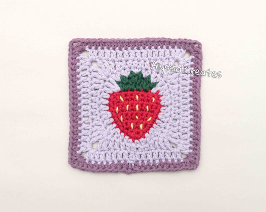 Strawberry Granny Square Crochet PDF PATTERN (English)