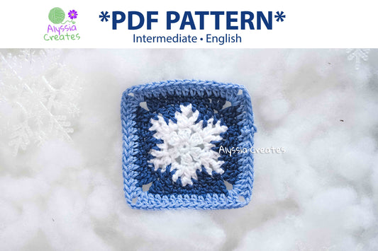 Small Snowflake Granny Square Crochet PDF PATTERN (English)