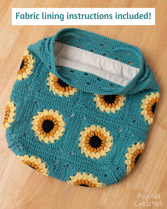 Sunflower Drawstring Backpack Crochet PDF PATTERN (English)