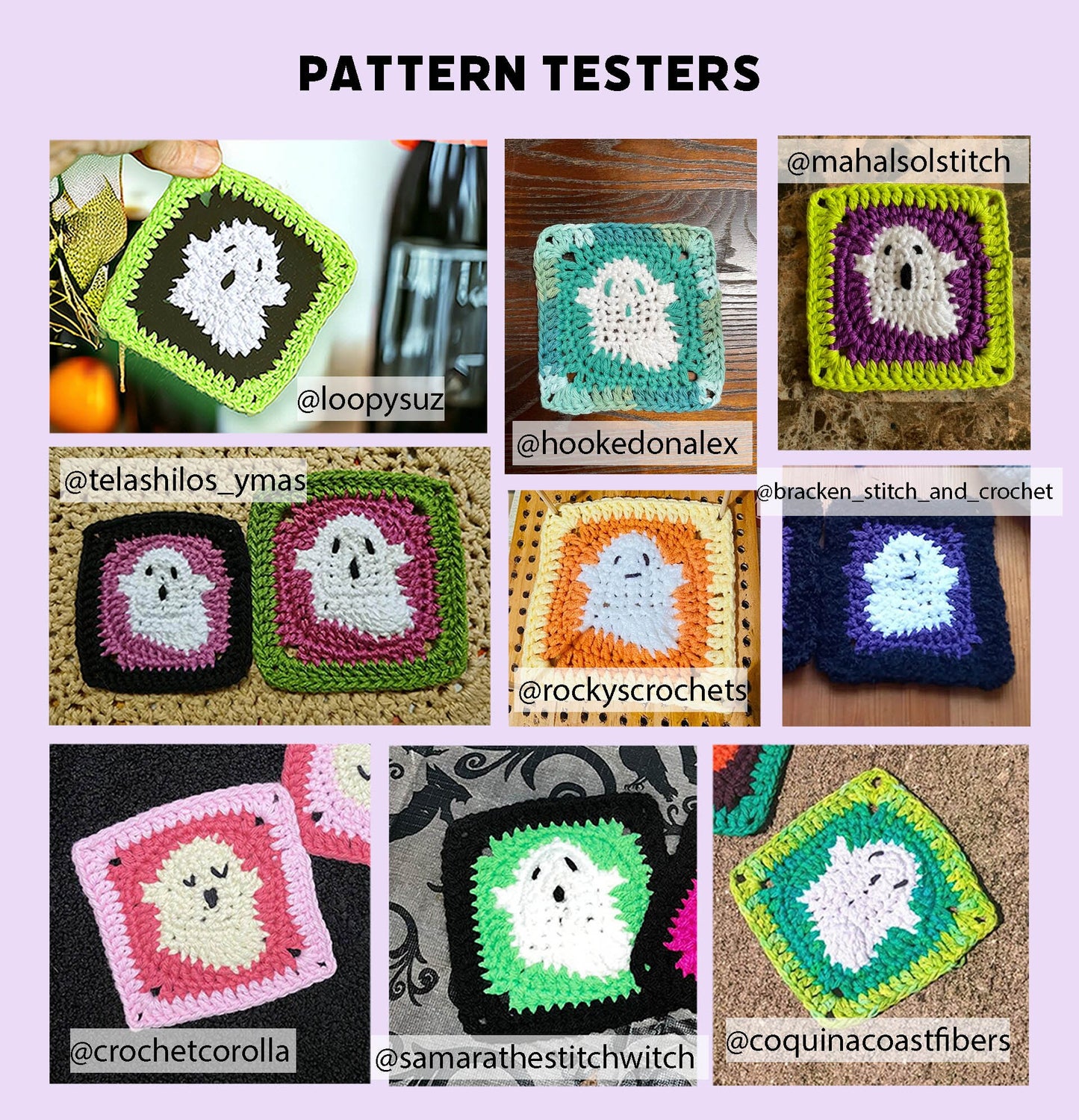 Ghost Granny Square Crochet PDF PATTERN (English)