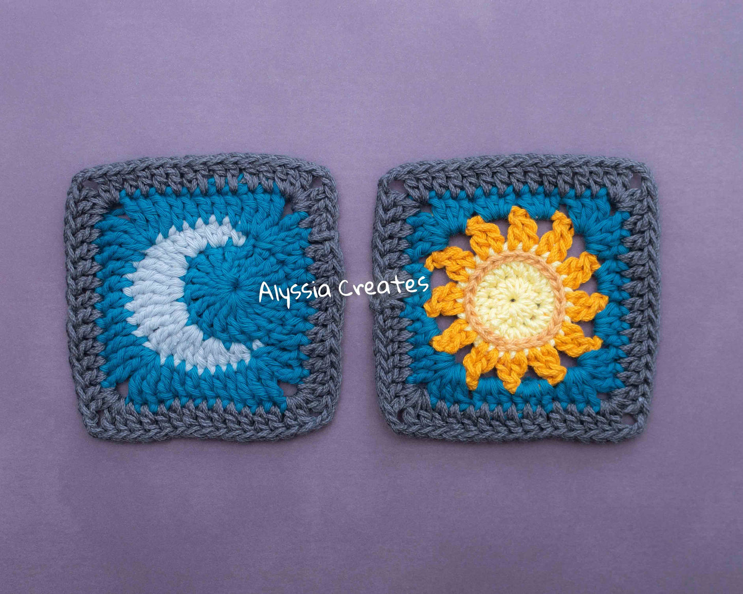 Sun and Moon Granny Square Crochet PDF PATTERN (English)