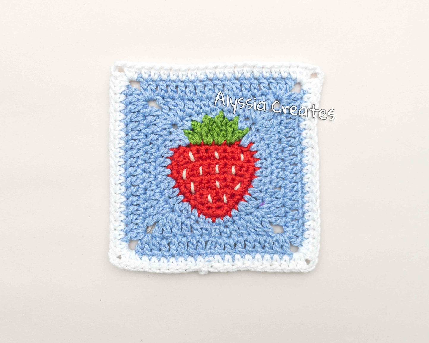Strawberry Granny Square Crochet PDF PATTERN (English)