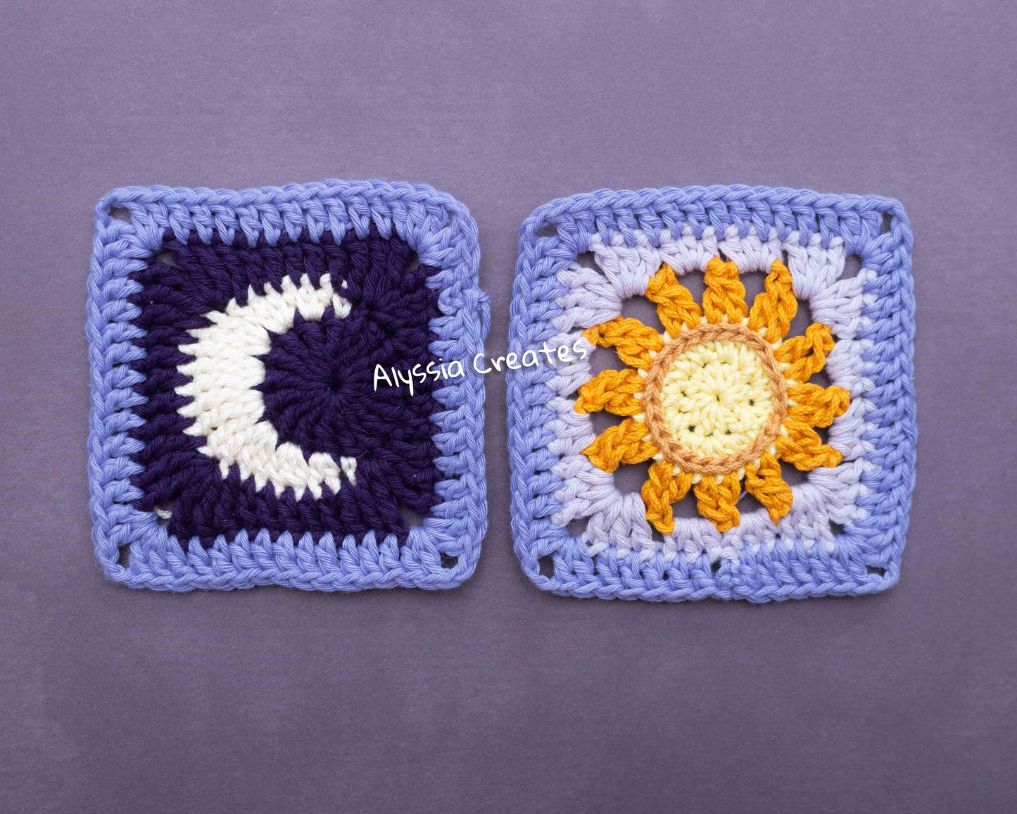 Sun and Moon Granny Square Crochet PDF PATTERN (English)