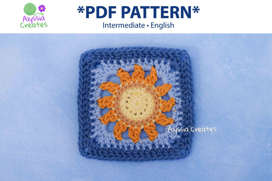 Sun Granny Square Crochet PDF PATTERN (English)