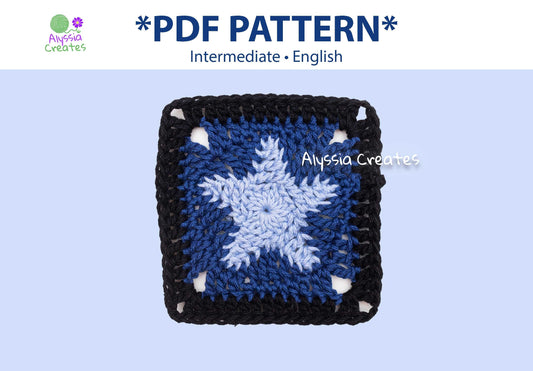 Star Granny Square Crochet PDF PATTERN (English)