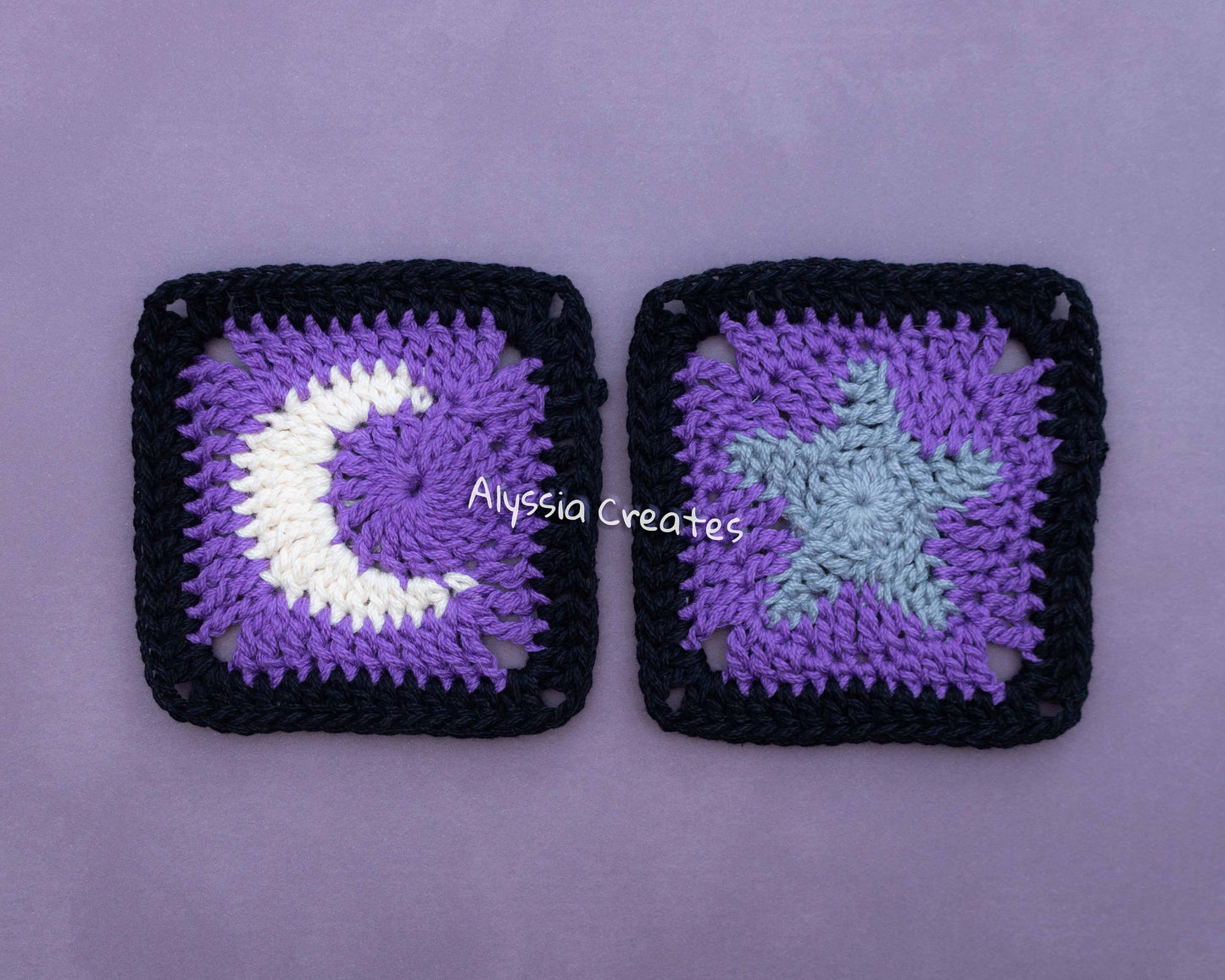 Moon and Star Granny Square Crochet PDF PATTERN Pack (English)