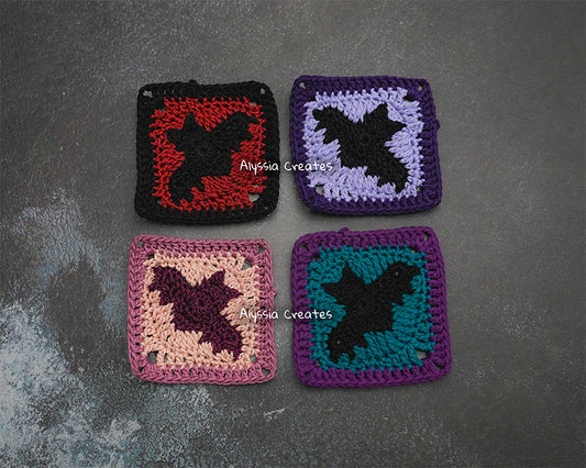 Bat Granny Square Crochet PDF PATTERN (English)