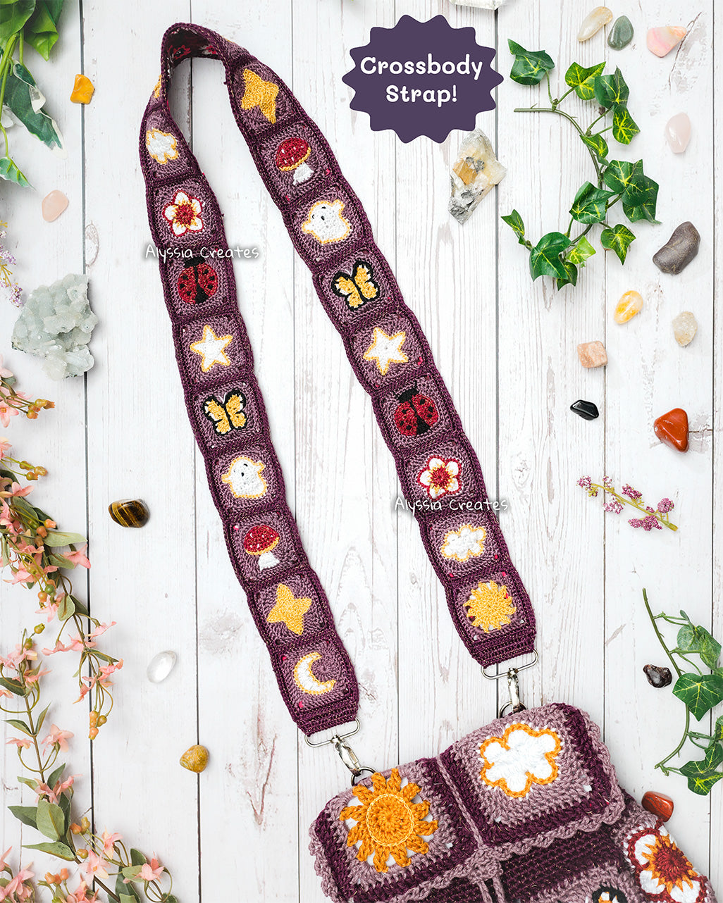 Mini Granny Square Customizable Strap PDF Add-On PATTERN (Bag, Camera, Binocular strap etc.) | Intermediate (English)