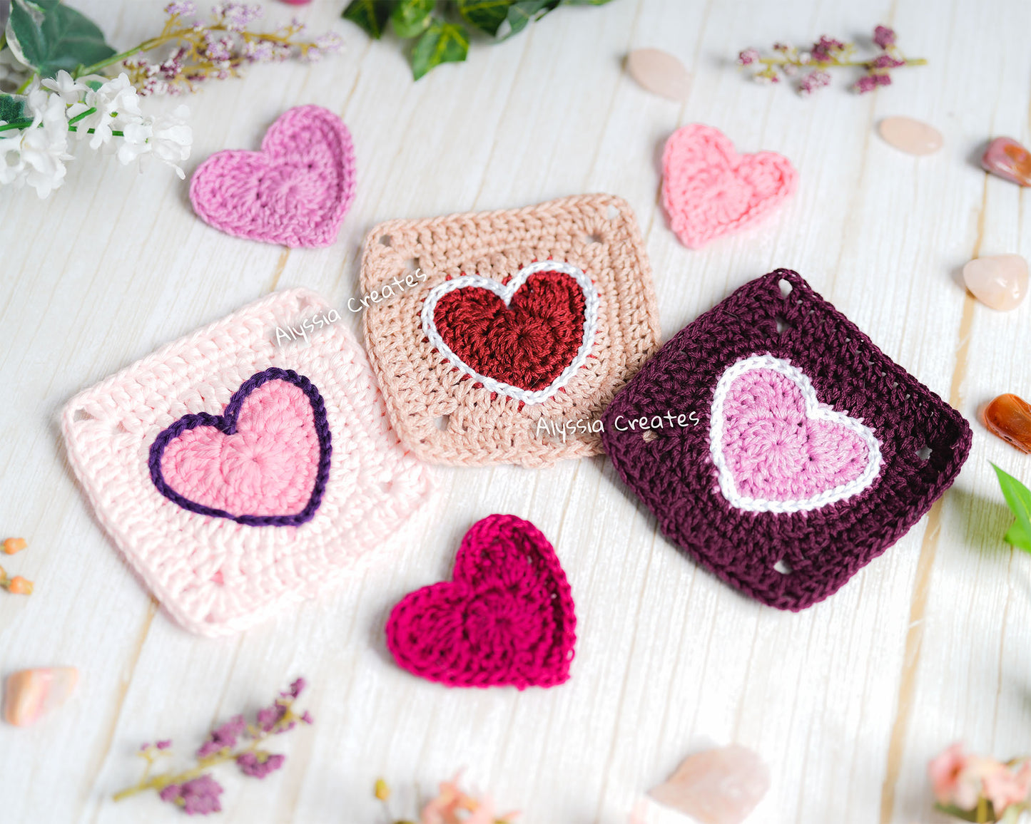 Heart Granny Square Crochet PDF PATTERN (English)