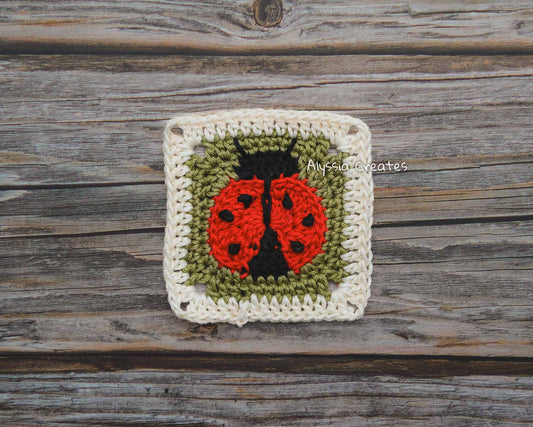 Ladybug Granny Square Crochet PDF PATTERN - Intermediate (English)