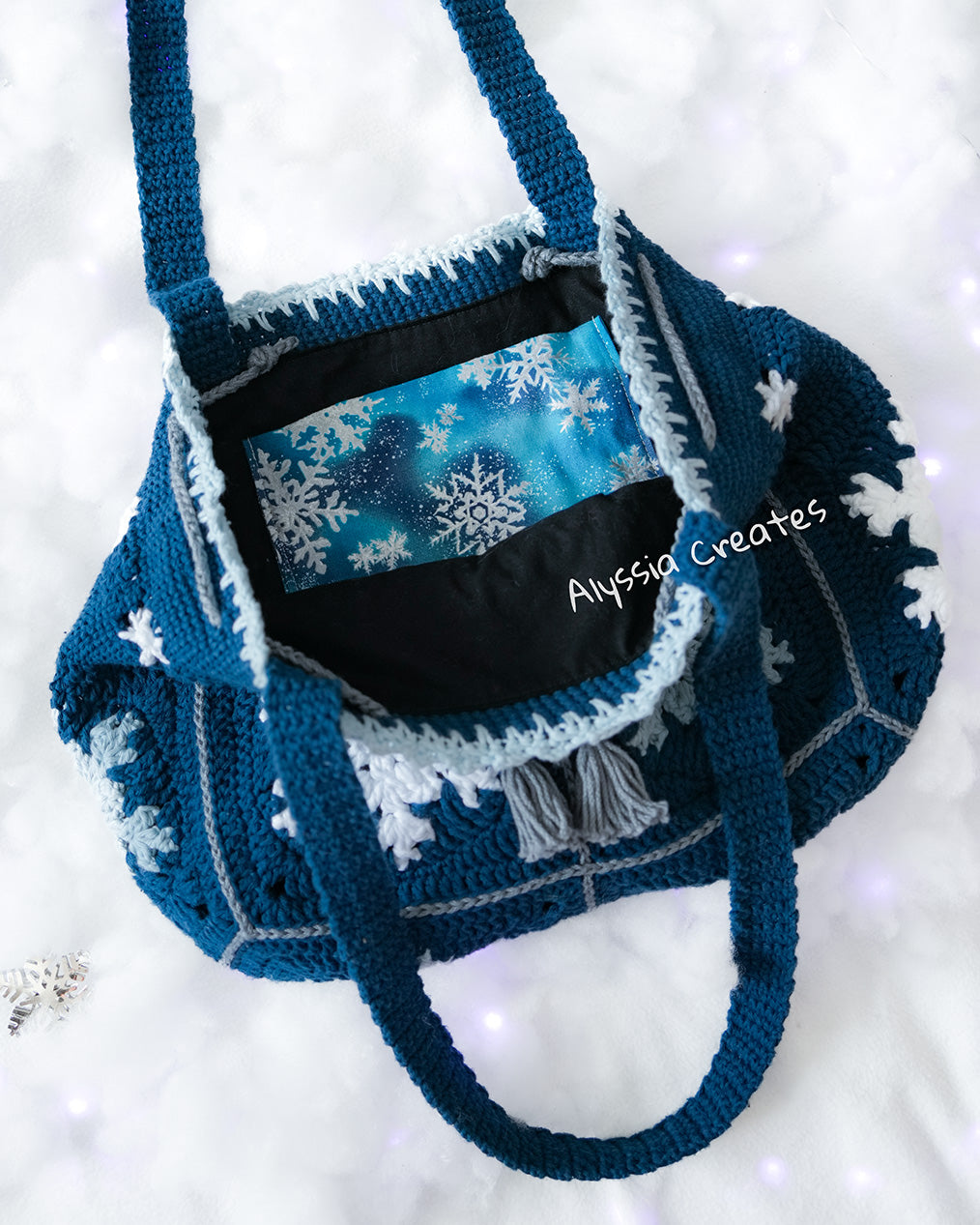Snowflake Drawstring Bag PDF PATTERN (English)