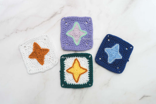 Sparkle Granny Square Crochet PDF PATTERN (English)