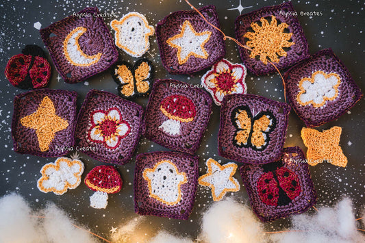 Crochet Whimsical Granny Squares PDF PATTERN PACK (15 compatible squares included) | English