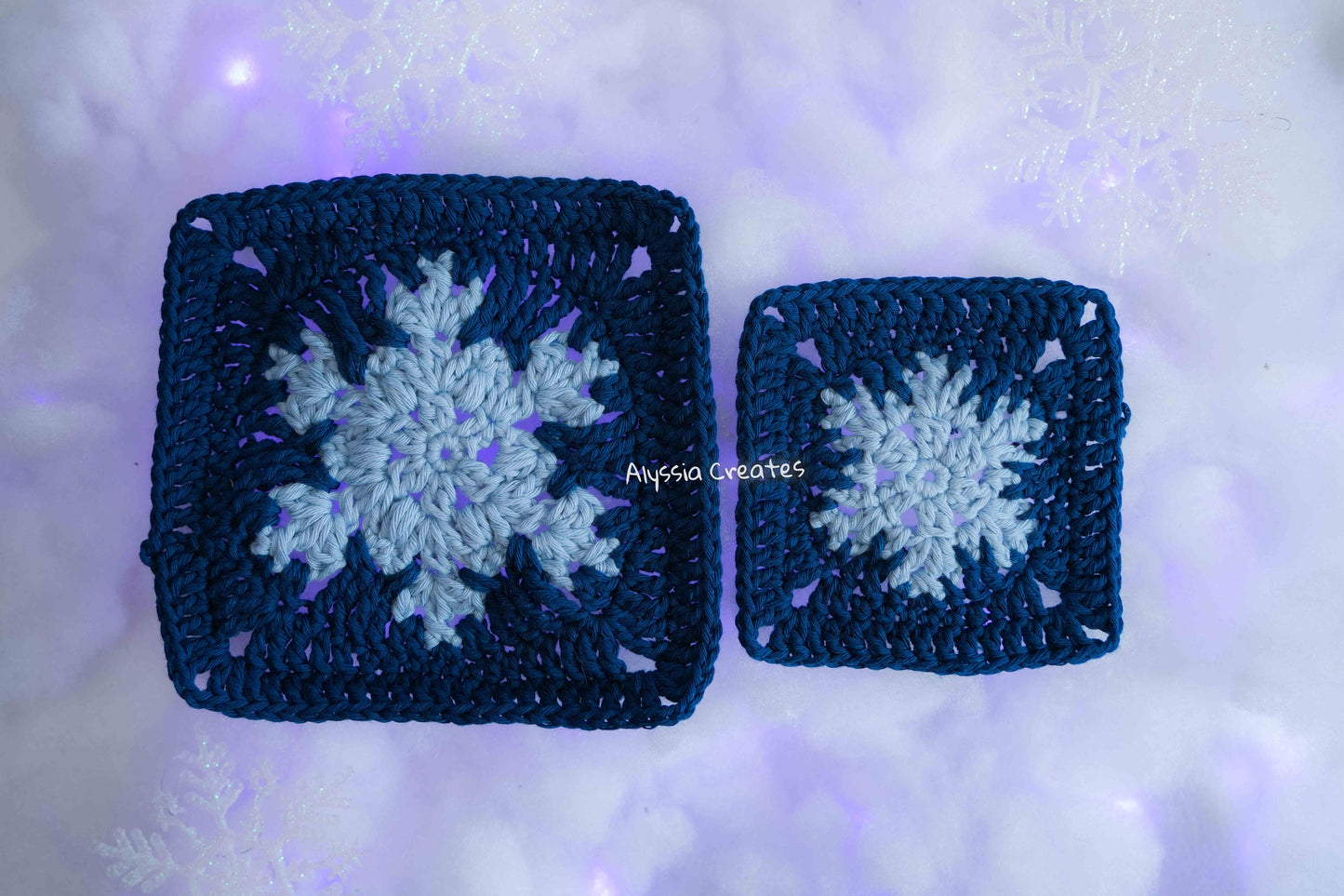 Small and Large Snowflake Granny Square Crochet PDF PATTERN Pack (English)