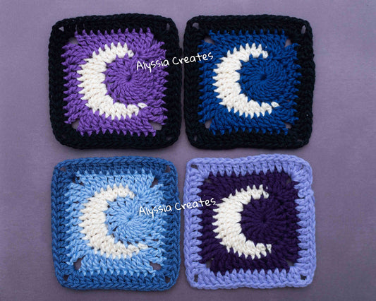 Moon Granny Square Crochet PDF PATTERN (English)
