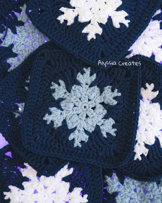 Large Snowflake Granny Square Crochet PDF PATTERN  (English)