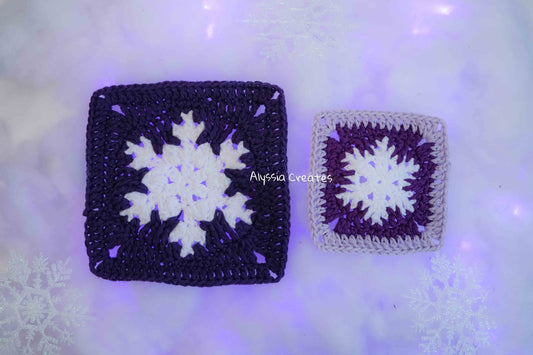 Small and Large Snowflake Granny Square Crochet PDF PATTERN Pack (English)