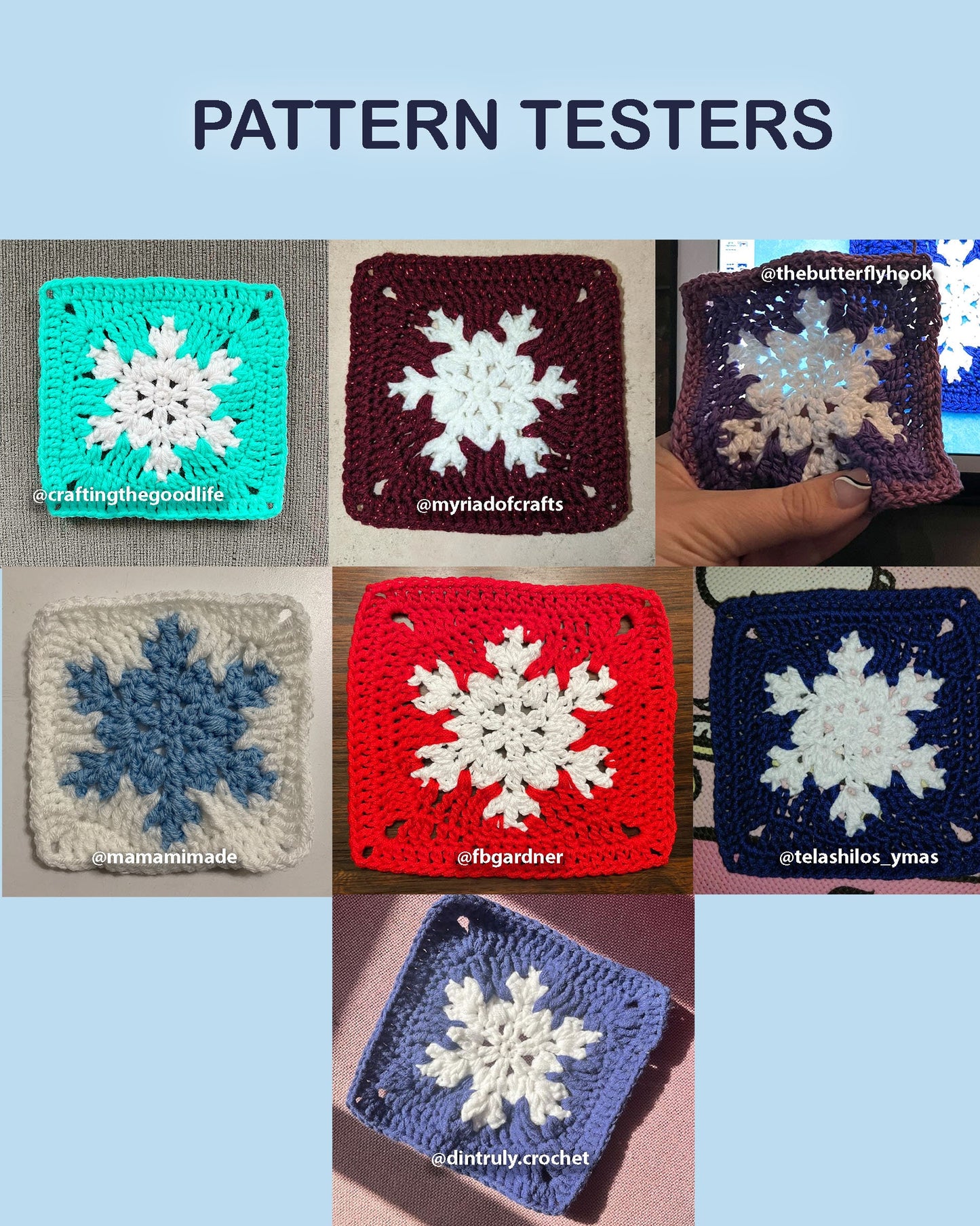Small and Large Snowflake Granny Square Crochet PDF PATTERN Pack (English)