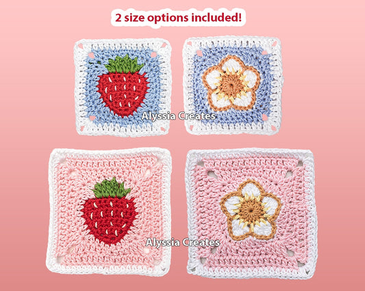 Strawberry Themed Granny Squares Crochet PDF PATTERN PACK (English)