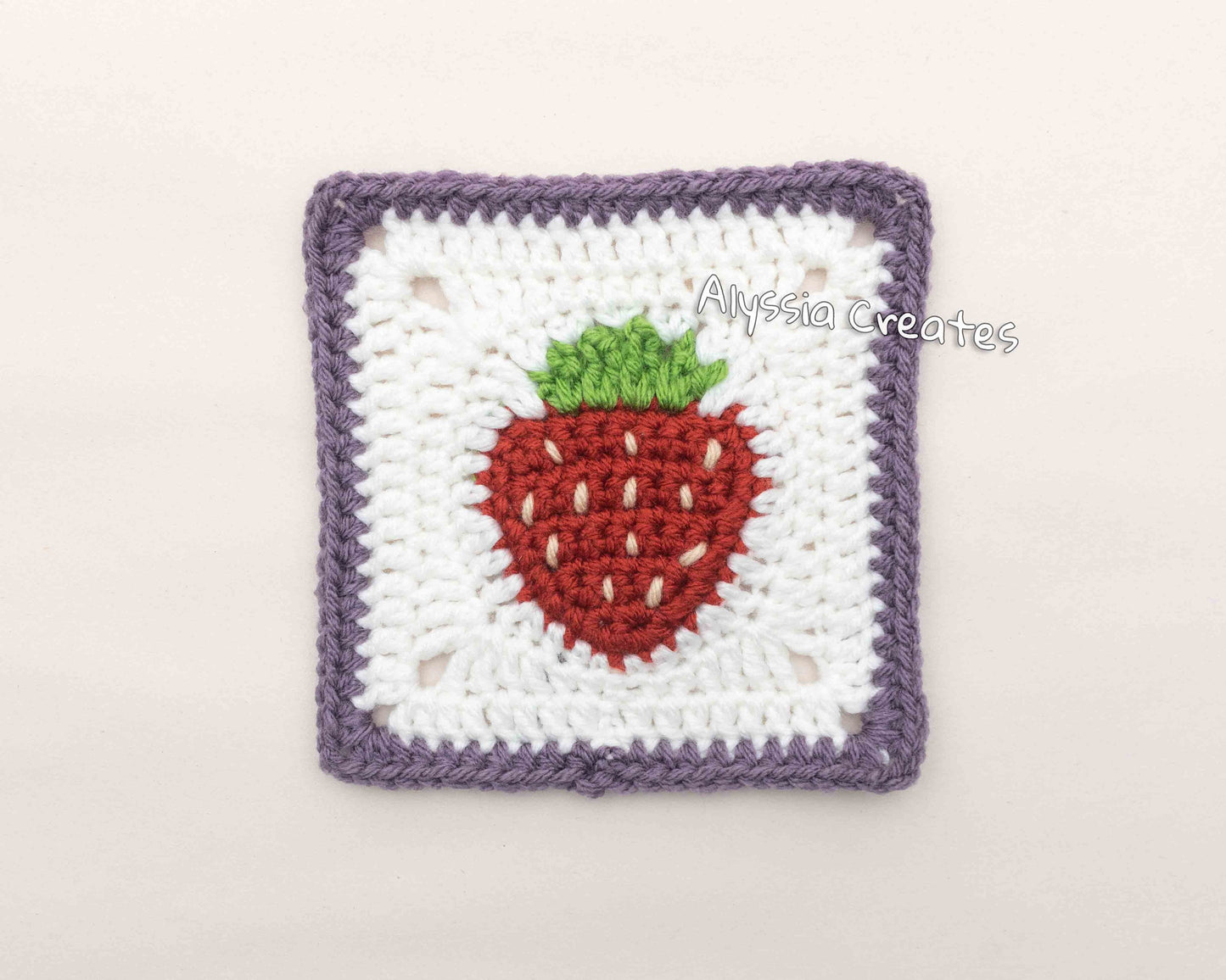 Strawberry Granny Square Crochet PDF PATTERN (English)