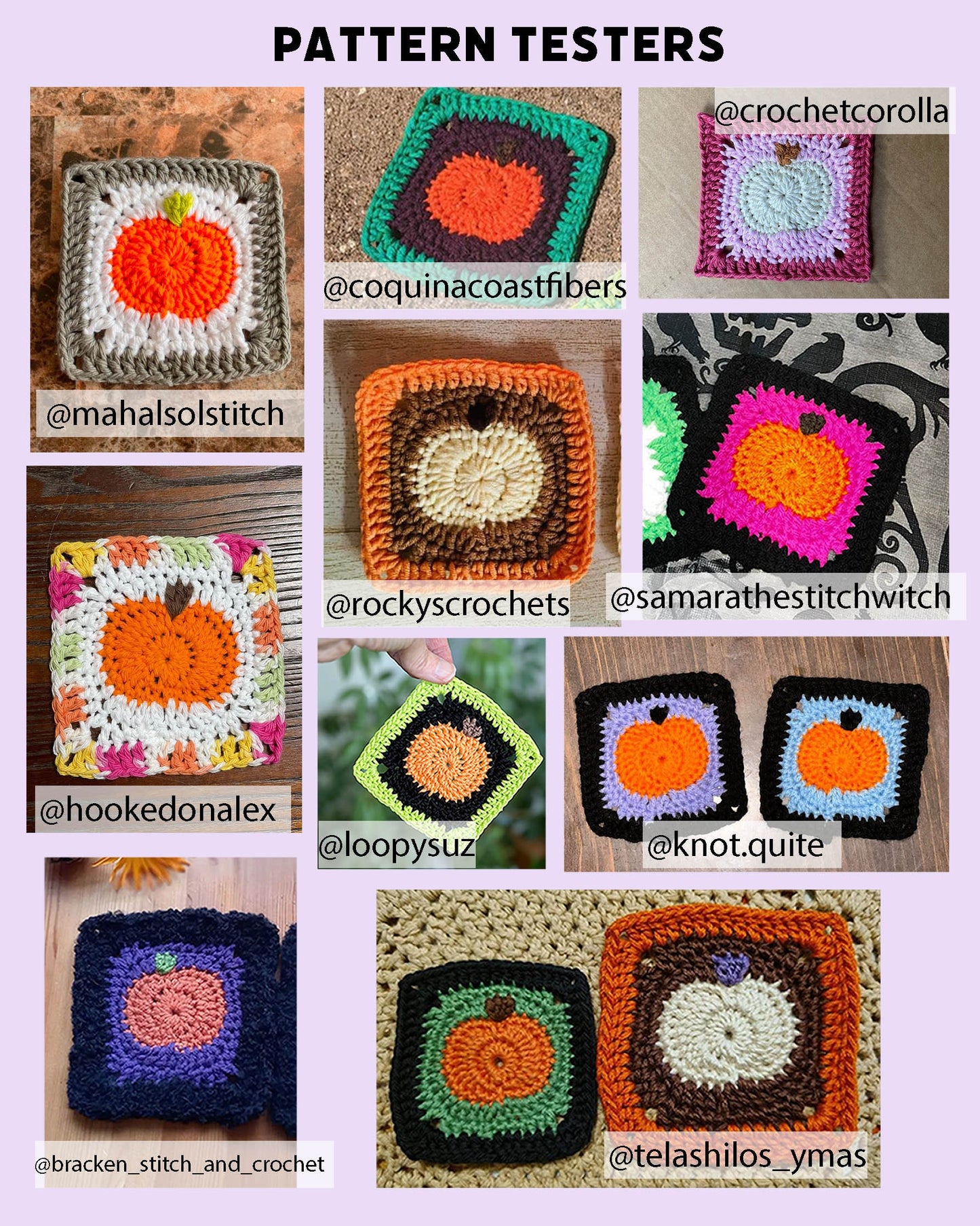 Pumpkin Granny Square Crochet PDF PATTERN (English)
