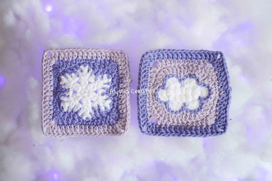 Cloud and Snowflake Granny Square Crochet PDF PATTERN Pack (English)