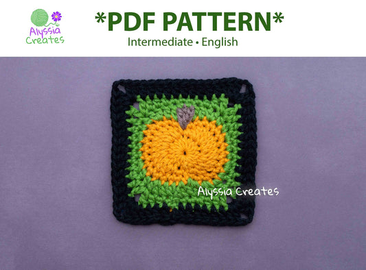 Pumpkin Granny Square Crochet PDF PATTERN (English)