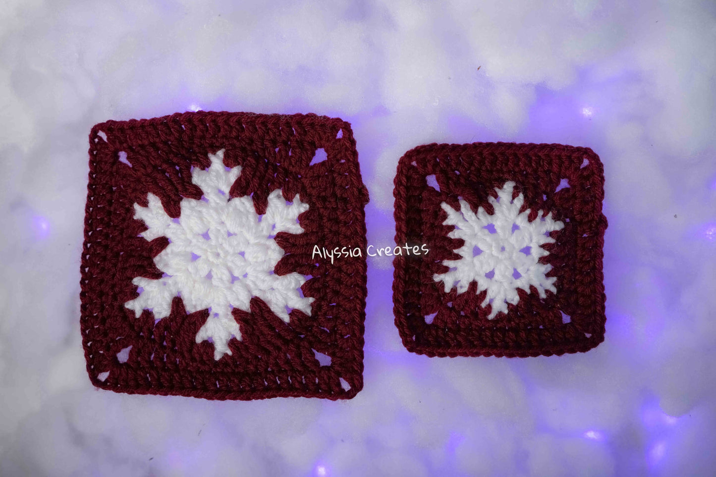Small and Large Snowflake Granny Square Crochet PDF PATTERN Pack (English)