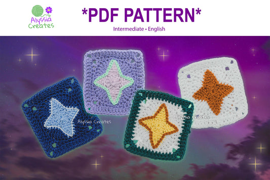 Sparkle Granny Square Crochet PDF PATTERN (English)