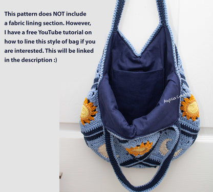 Sun and Moon Tote Bag Crochet PDF PATTERN - Intermediate (English)