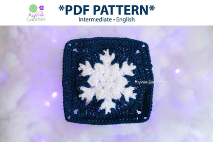 Large Snowflake Granny Square Crochet PDF PATTERN  (English)
