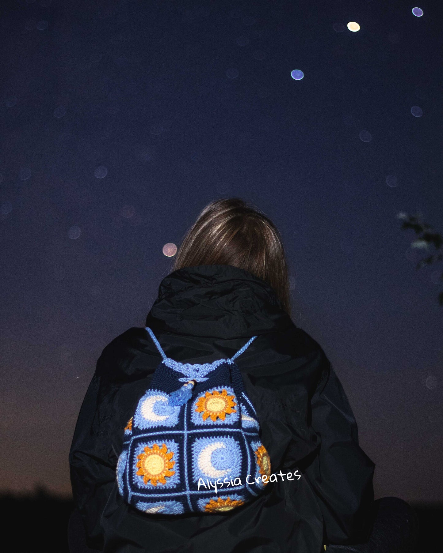 Sun and Moon Drawstring Backpack Crochet PDF PATTERN - Intermediate (English)