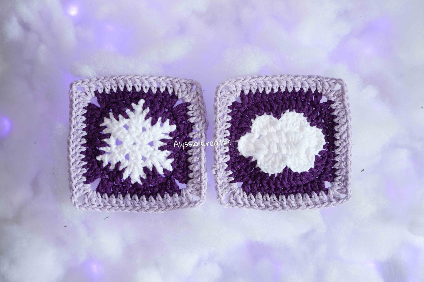 Cloud and Snowflake Granny Square Crochet PDF PATTERN Pack (English)