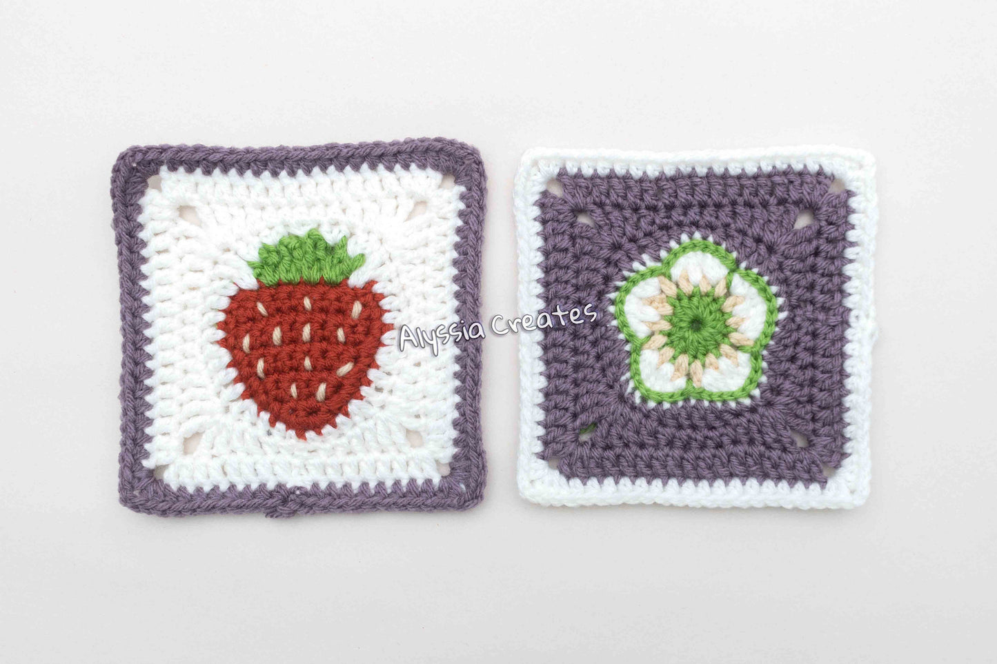 Strawberry Themed Granny Squares Crochet PDF PATTERN PACK (English)
