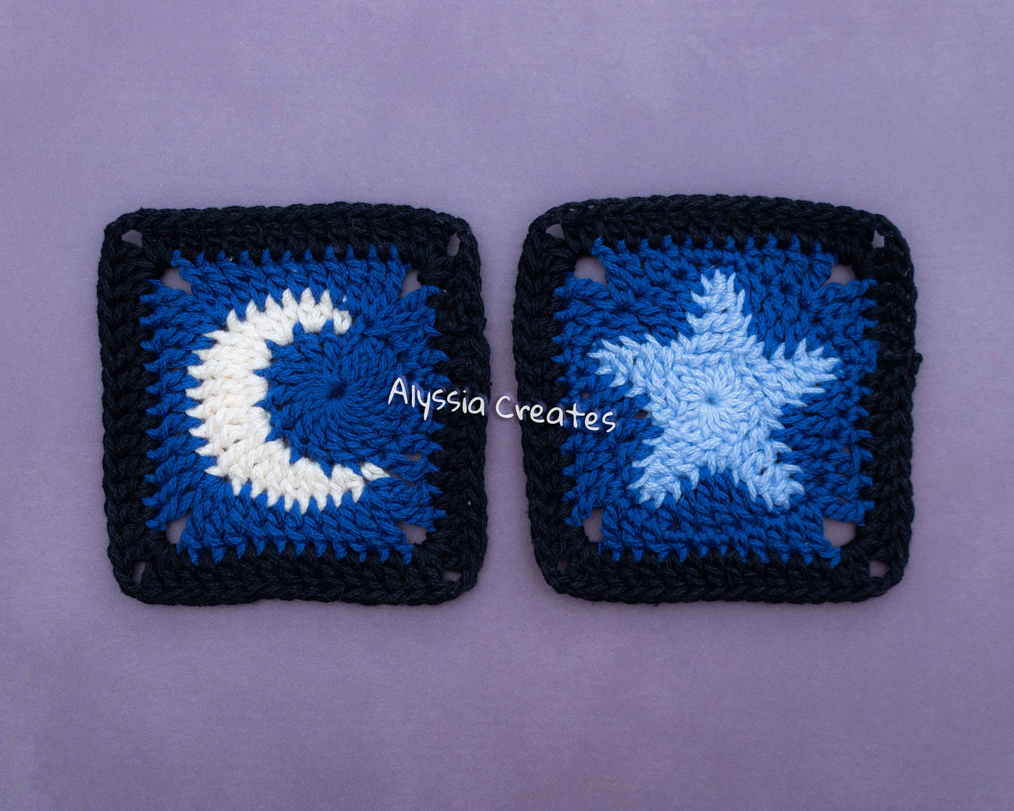 Moon and Star Granny Square Crochet PDF PATTERN Pack (English)