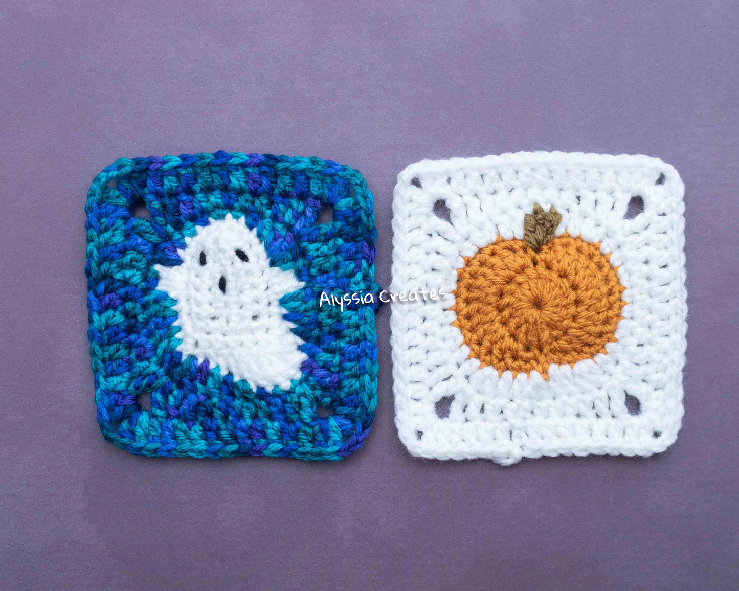 Ghost and Pumpkin Crochet Granny Square PDF PATTERN Pack (English)