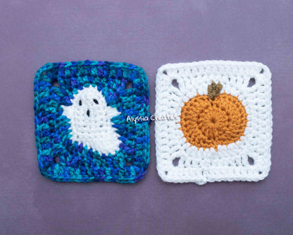 Ghost and Pumpkin Crochet Granny Square PDF PATTERN Pack (English)