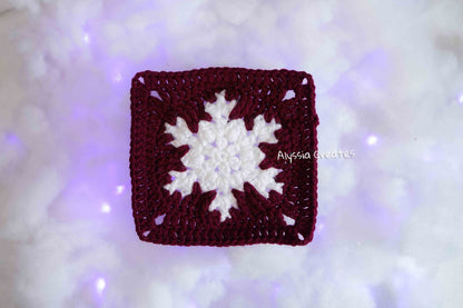 Large Snowflake Granny Square Crochet PDF PATTERN  (English)