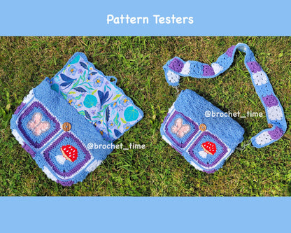Butterfly and Mushroom Book Sleeve Bag Crochet PDF PATTERN - Intermediate (English)