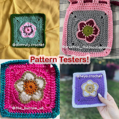 Strawberry Flower Granny Square Crochet PDF PATTERN (English)