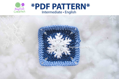 Small Snowflake Granny Square Crochet PDF PATTERN (English)