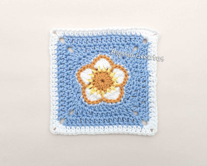 Strawberry Flower Granny Square Crochet PDF PATTERN (English)